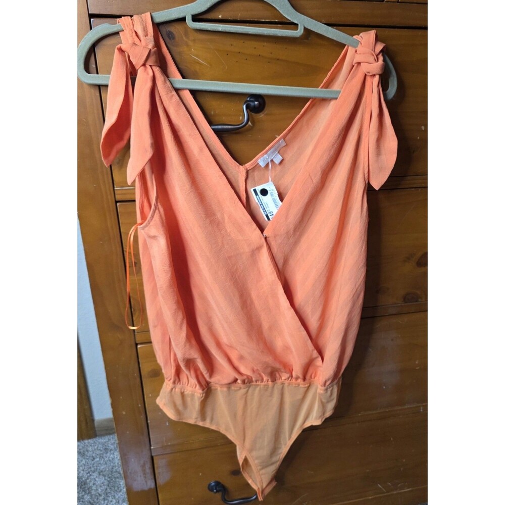 NWT Flying Tomato Orange Blouse Bodysuit Size Large Lightweight Bright